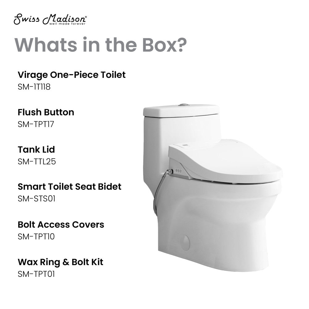 Swiss Madison Virage One-Piece Toilet with Vivante Smart Seat 1.1/1.6 gpf