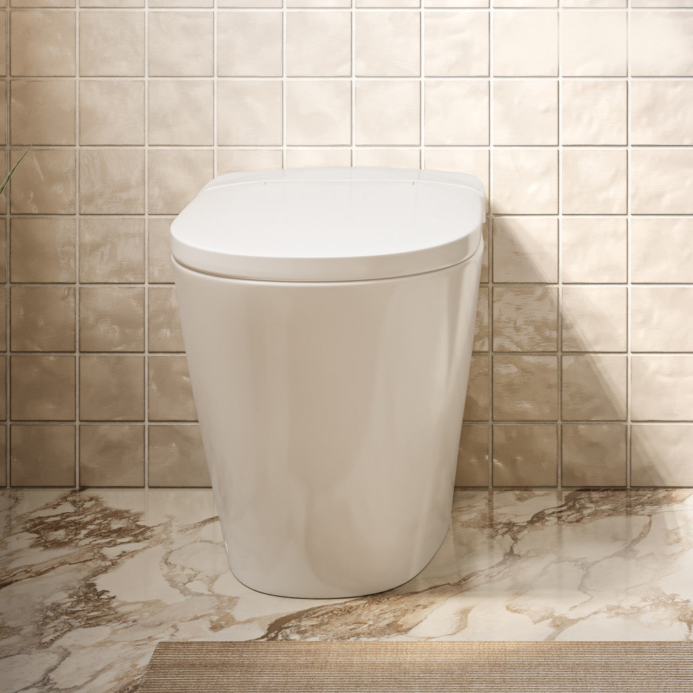 Swiss Madison Hugo H Power Flush Tankless Toilet 12" Rough-in 1.1 GPF Non-Electric ADA Toilet with Integrated Tank in Glossy White