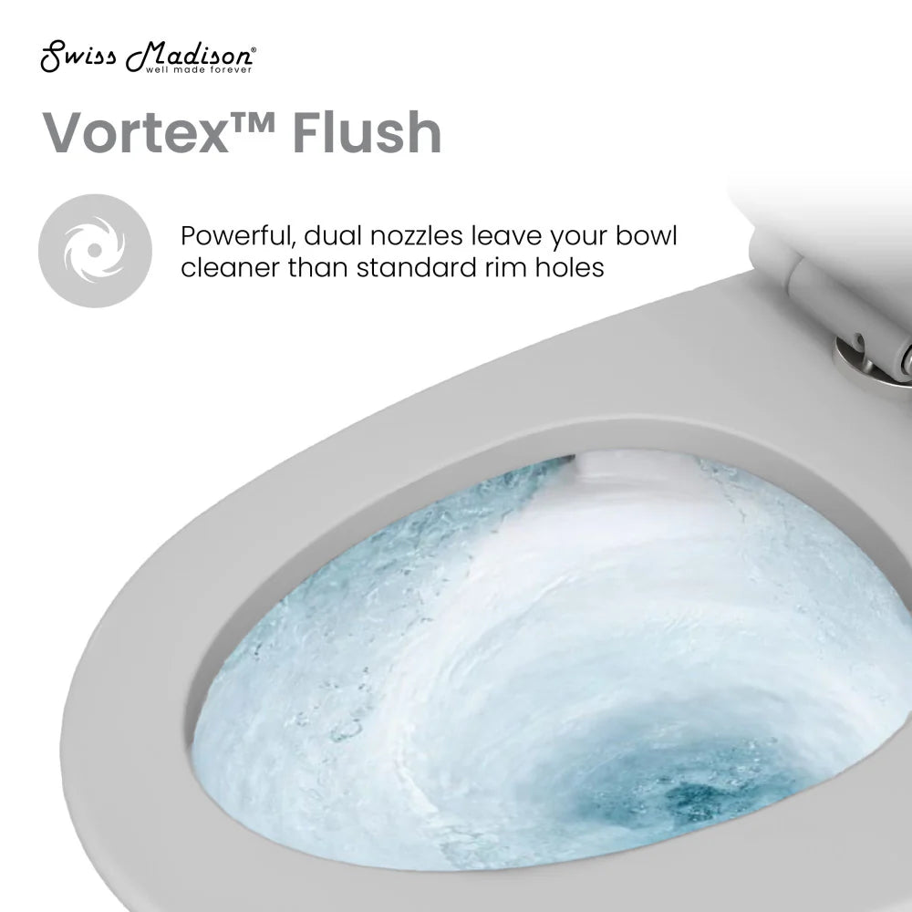 Swiss Madison St. Tropez One-Piece Elongated Toilet Vortex™ Dual-Flush 1.1/1.6 gpf in Glossy Grey