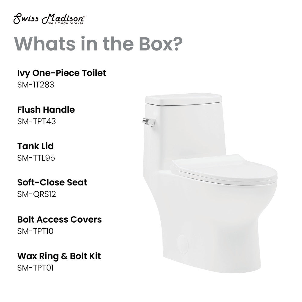 Swiss Madison Ivy One-Piece Toilet Left Side Flush 1.28 gpf