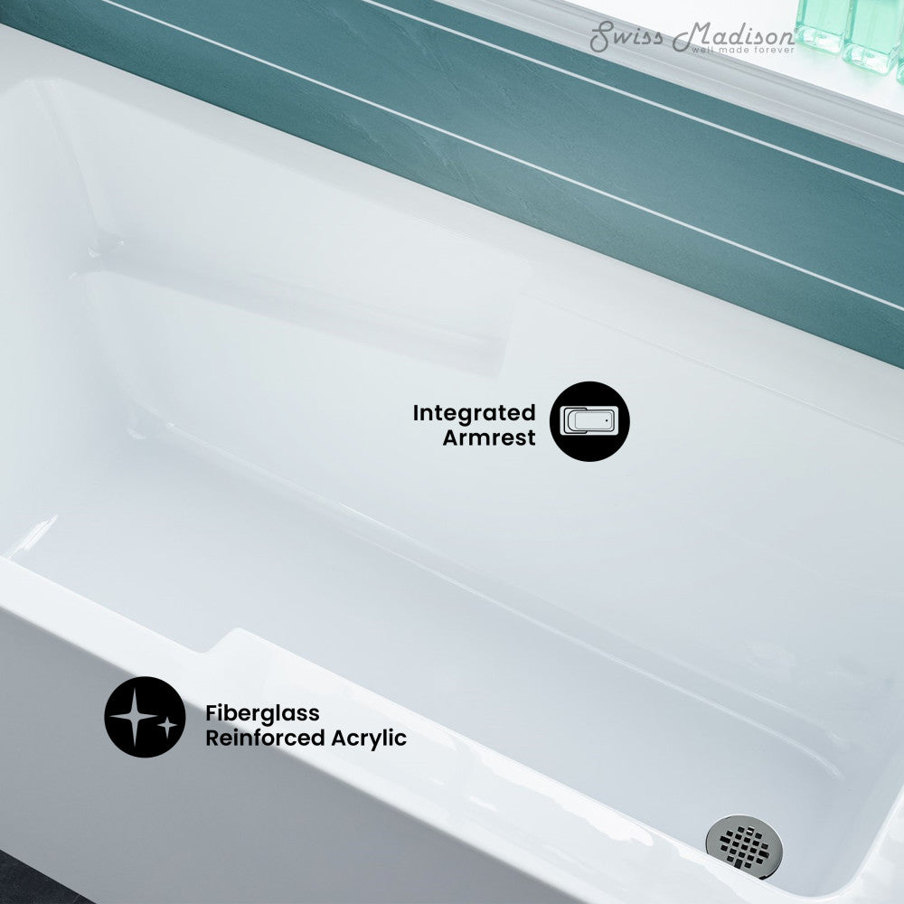 Swiss Madison Ivy 60" x 30" Right-Hand Drain Alcove Bathtub with Apron