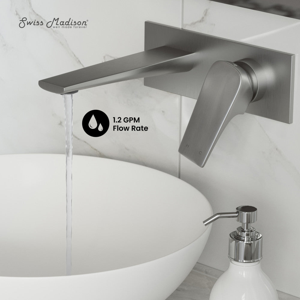 Swiss Madison Monaco Single-Handle, Wall-Mount, Bathroom Faucet in Brushed Nickel
