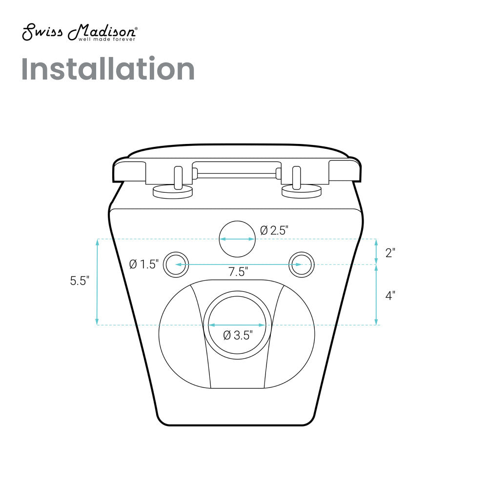 Swiss Madison Monaco Wall-Hung Toilet Bundle 0.8/1.6 GPF Dual Flush in Glossy White with Black Flush Plate