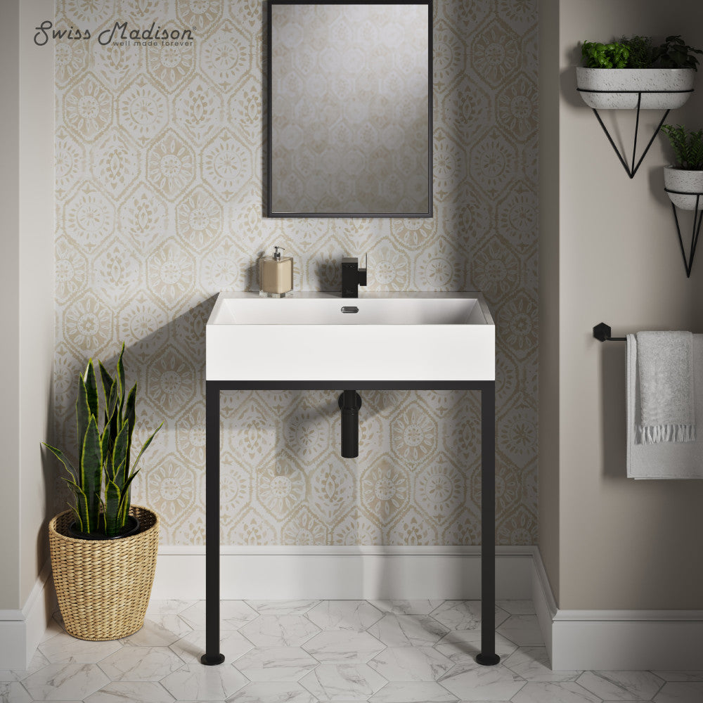Swiss Madison Concorde 30" Rectangle Console Sink with Matte Black Legs