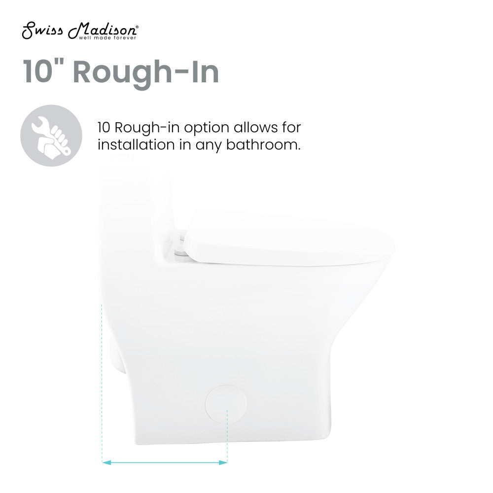 Swiss Madison Sublime II One-Piece Round Toilet with Left Side Flush, 10" Rough-In 1.28 gpf