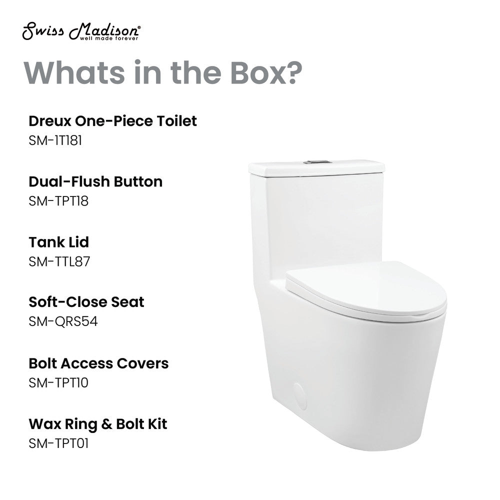 Swiss Madison Dreux One Piece Elongated Dual Flush Toilet with 0.95/1.26 GPF