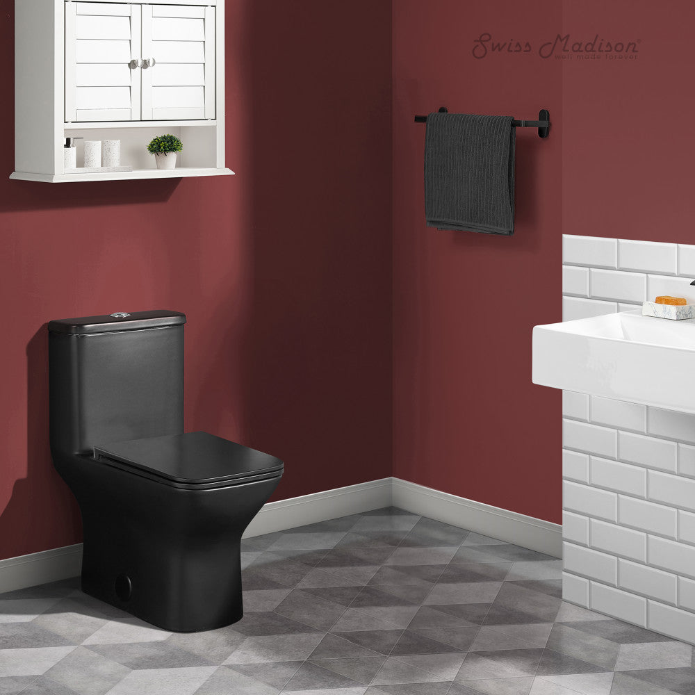 Swiss Madison Carre One-Piece Square Toilet Dual-Flush in Matte Black 1.1/1.6 gpf