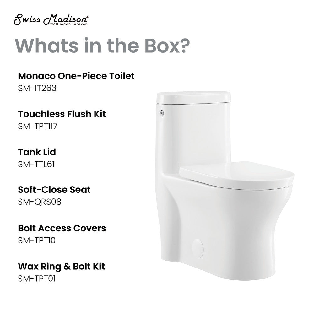Swiss Madison Monaco One-Piece Elongated Toilet Dual-Flush 1.1/1.6 gpf, Touchless