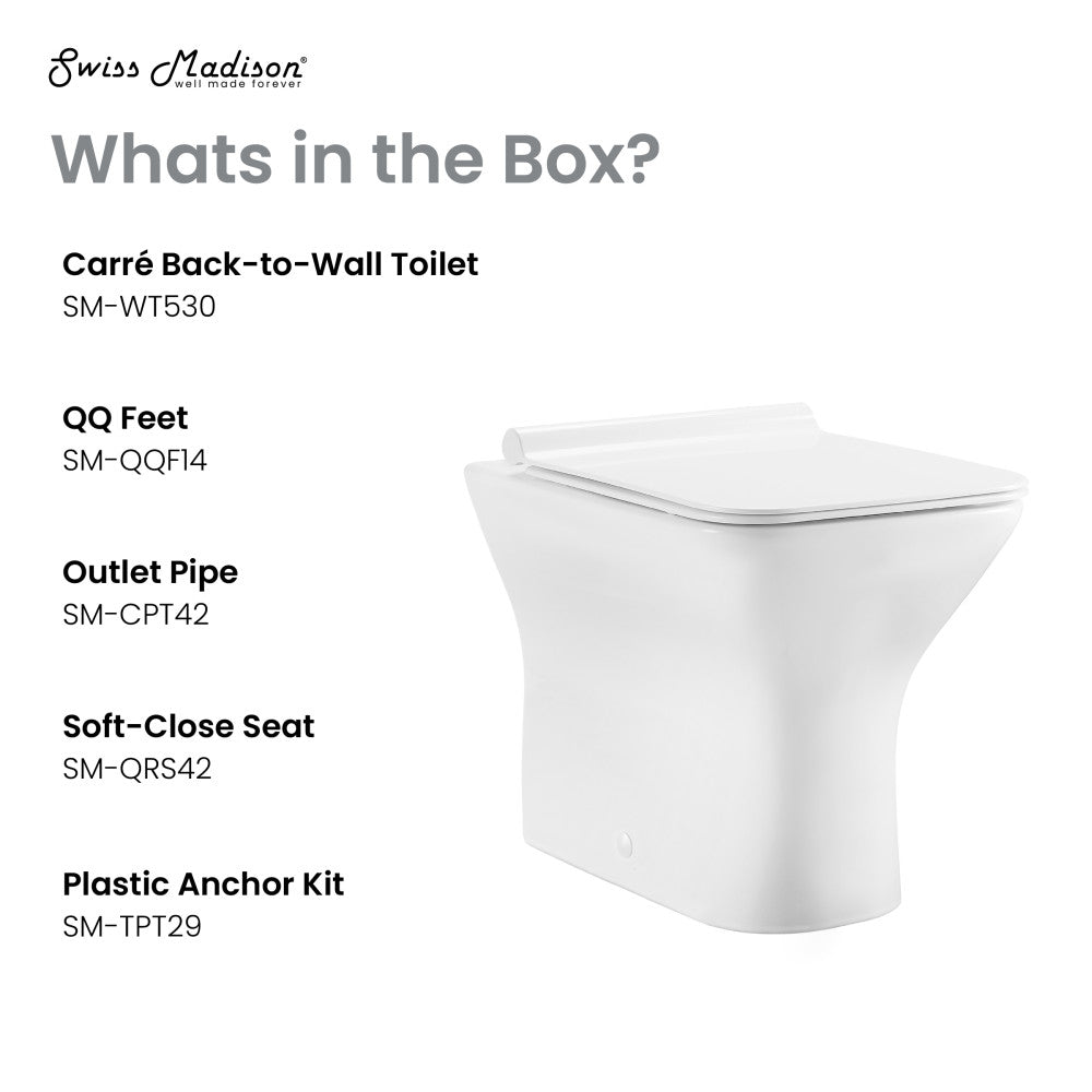 Swiss Madison Carre Back-To-Wall Square Toilet Bowl