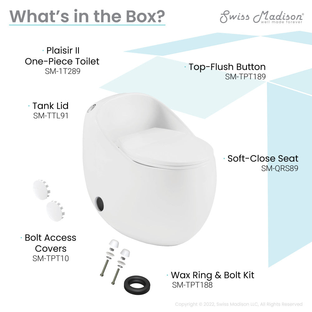 Swiss Madison Plaisir II One-Piece Elongated Toilet Top Flush 1.28 GPF