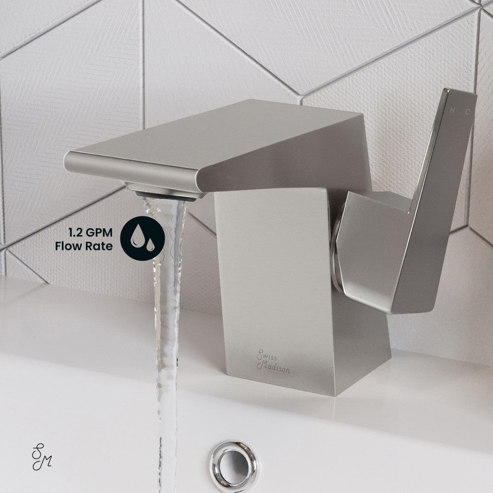 Swiss Madison Carre Single Hole, Single-Handle, Bathroom Faucet in Brushed Nickel