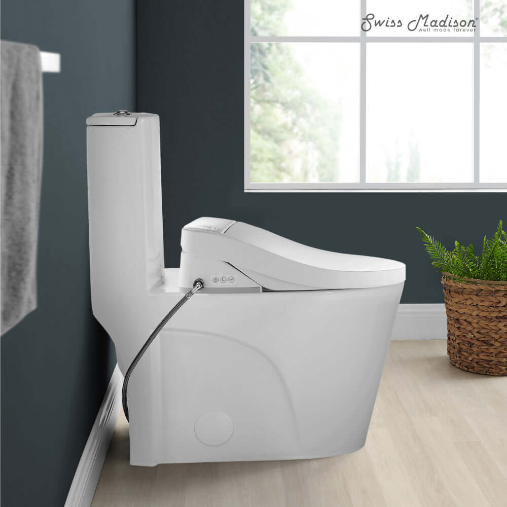 Swiss Madison St. Tropez One-Piece Elongated Toilet Vortex Dual-Flush 1.1/1.6 gpf with Smart Seat Bidet Option 2