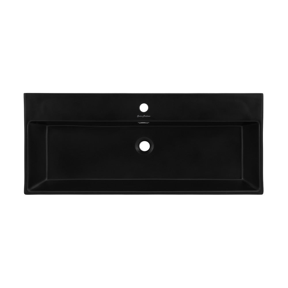 Swiss Madison Claire 40" Rectangle Wall-Mount Bathroom Sink in Matte Black