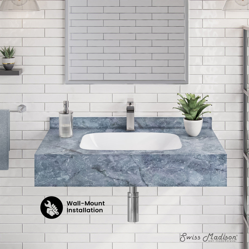 Swiss Madison Avancer 36'' Wall Mount Sink In Blue Celeste