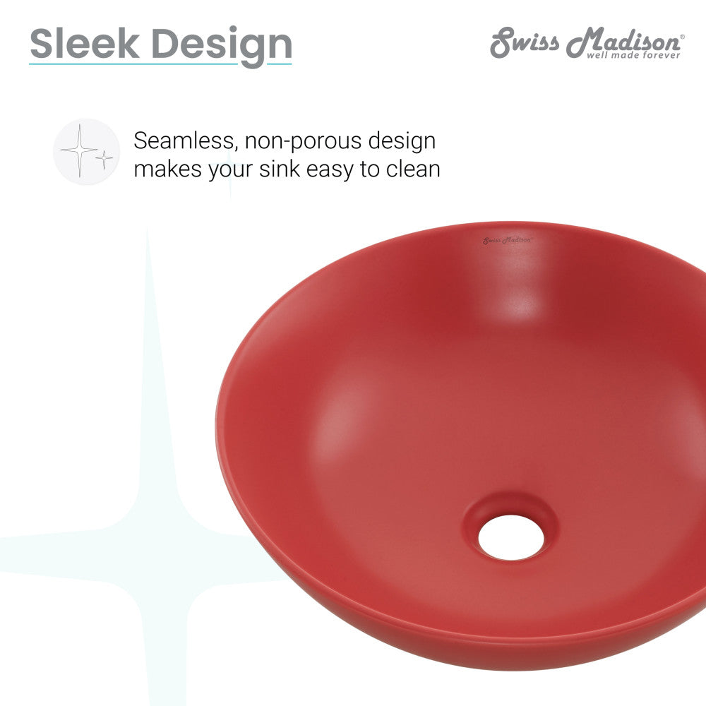Swiss Madison Classe 16 Ceramic Sink in Matte Red