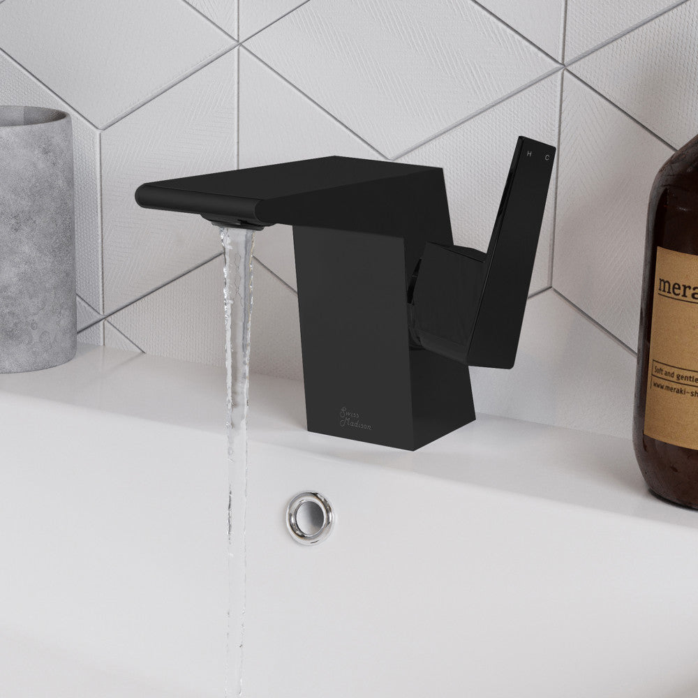 Swiss Madison Carre Single Hole, Single-Handle, Bathroom Faucet in Matte Black