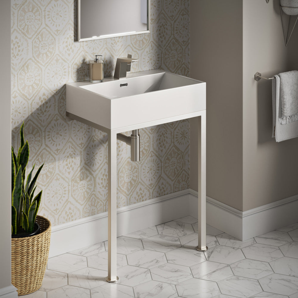 Swiss Madison Concorde 24" Rectangle Console Sink with Matte Silver Legs