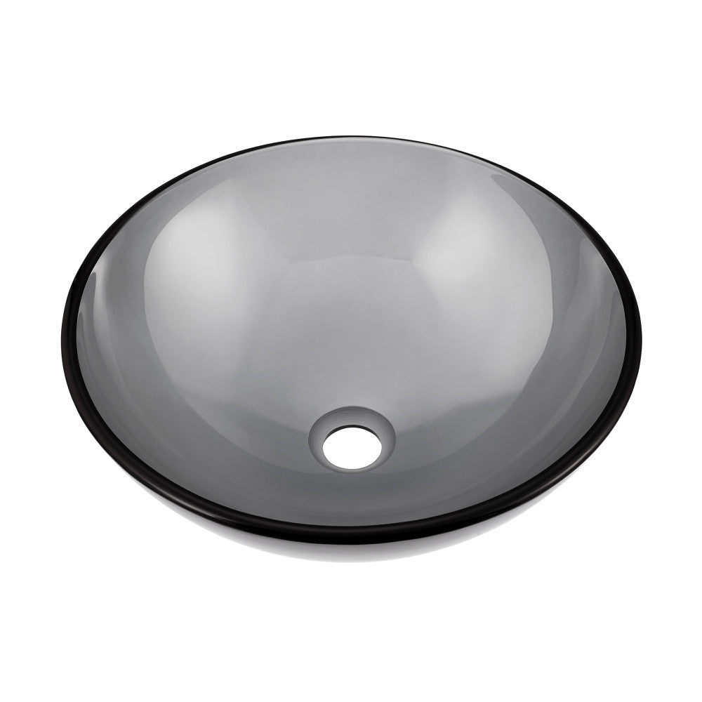 Swiss Madison Cascade 16.5 Color Glass Vessel Sink with Faucet, Black