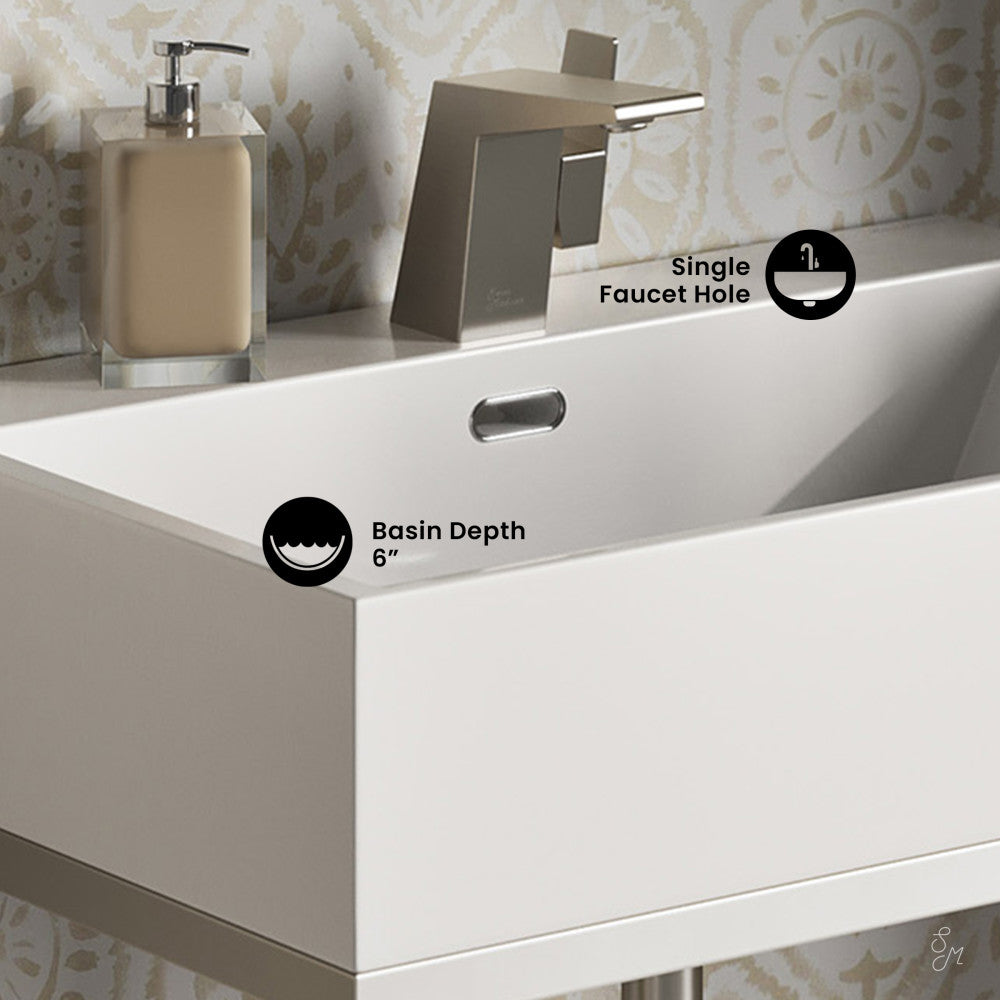 Swiss Madison Concorde 24" Rectangle Console Sink with Matte Silver Legs