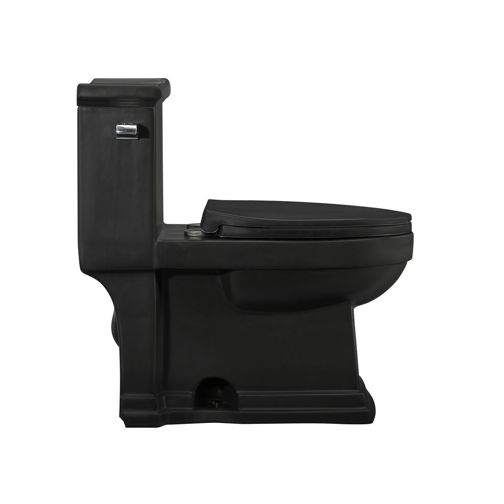 Swiss Madison Voltaire One-Piece Elongated Toilet Left Side Flush Handle 1.28 gpf in Matte Black