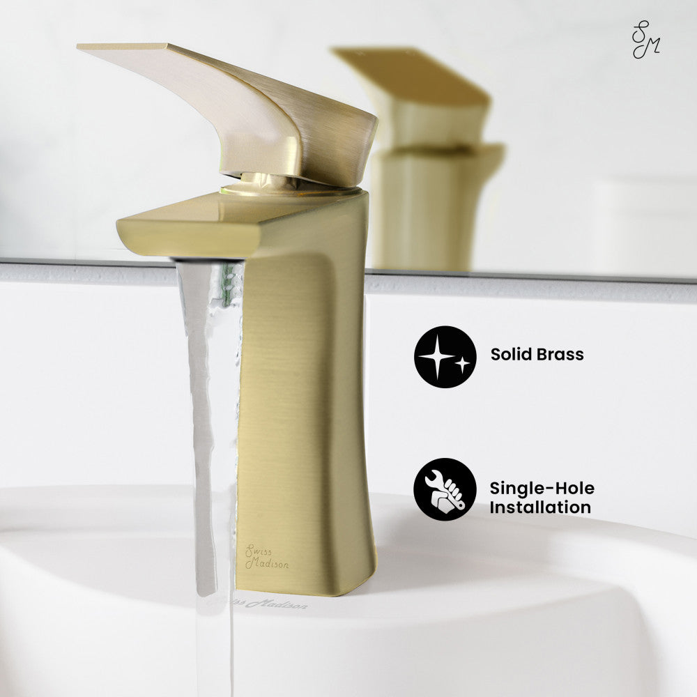 Swiss Madison Monaco Single Hole, Single-Handle, Bathroom Faucet in Brushed Gold