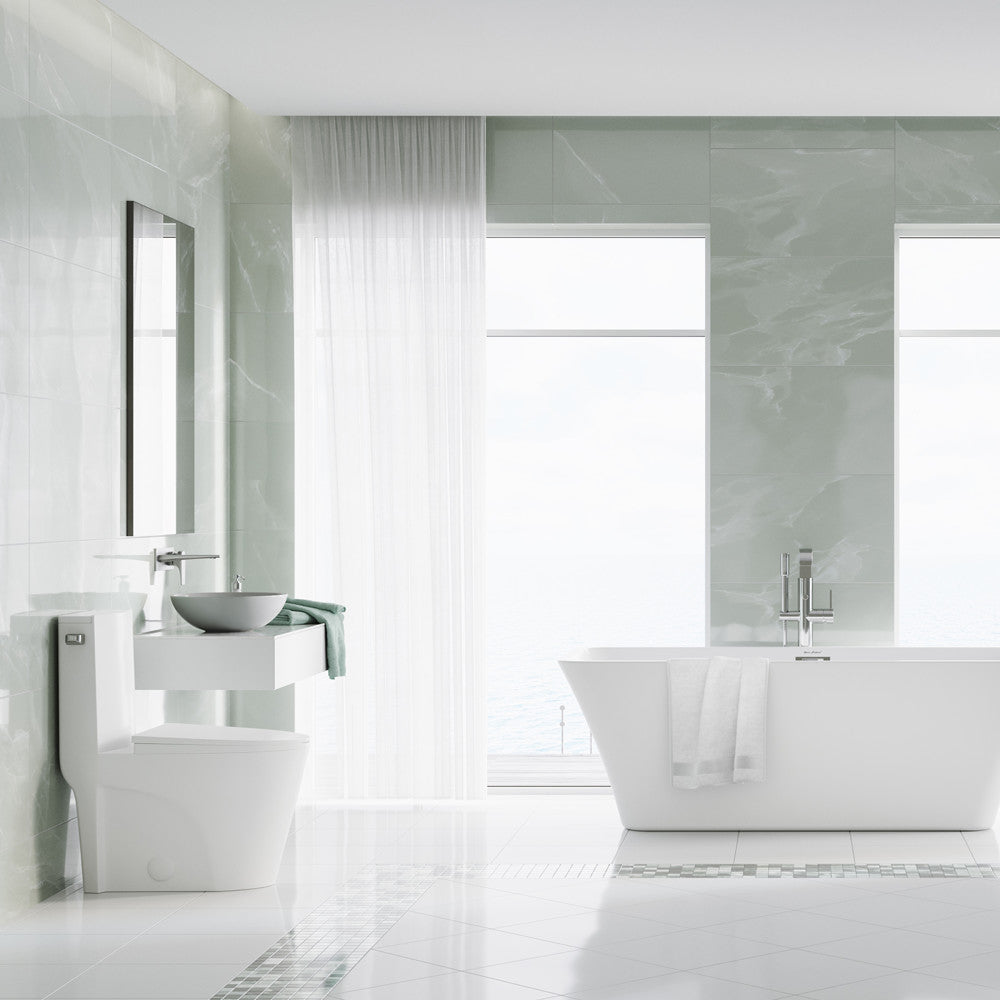 Swiss Madison St. Tropez One-Piece 10" Rough-in 1.28 GPF Left Flush Elongated Toilet in Glossy White