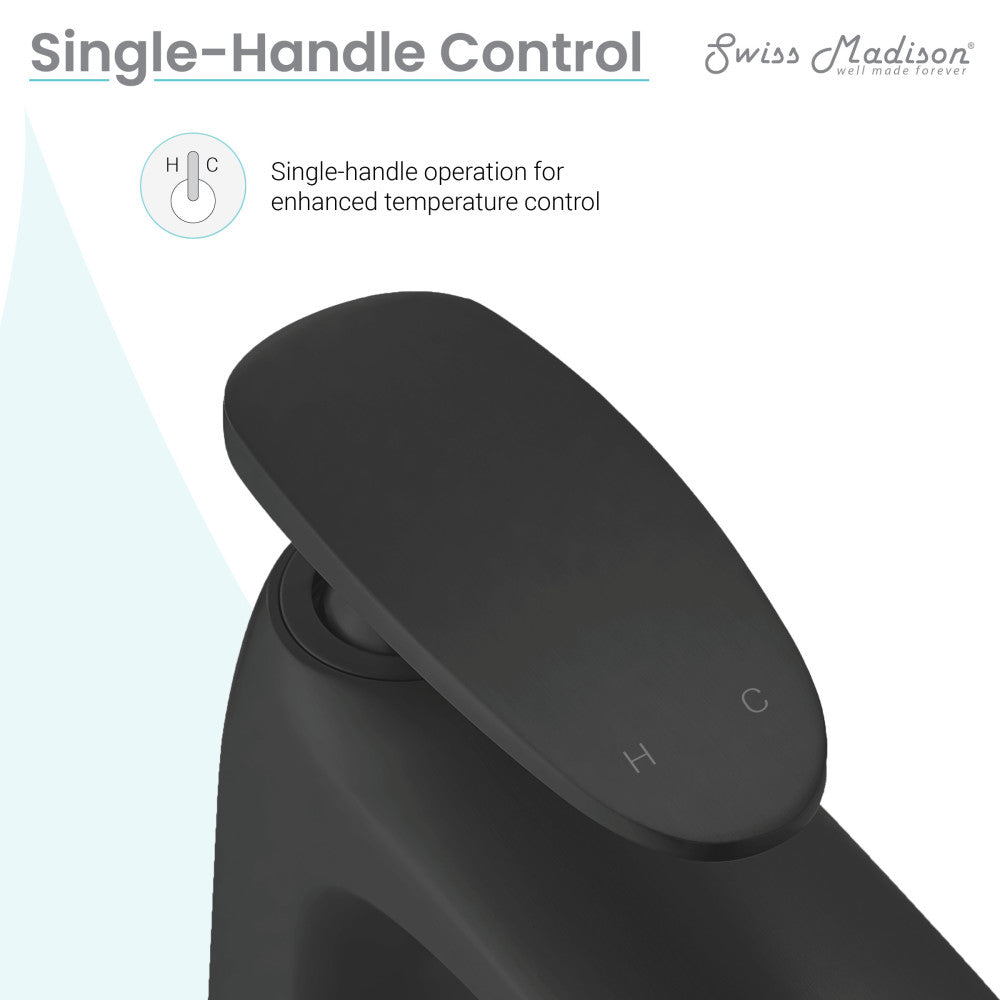 Swiss Madison Sublime Single Hole, Single-Handle, High Arc Bathroom Faucet in Matte Black