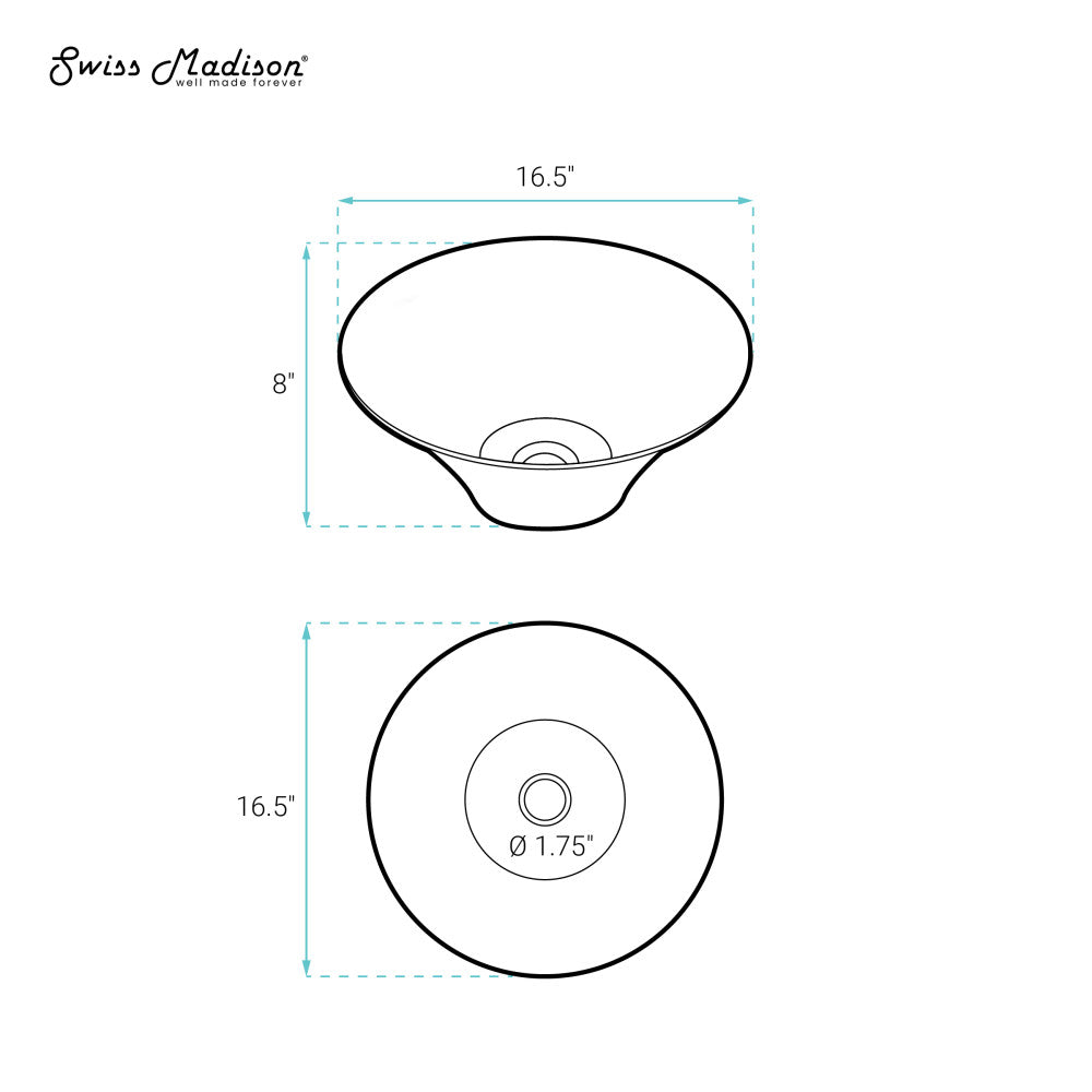 Swiss Madison Ivy 16.5" Round Vessel Sink in Glossy White
