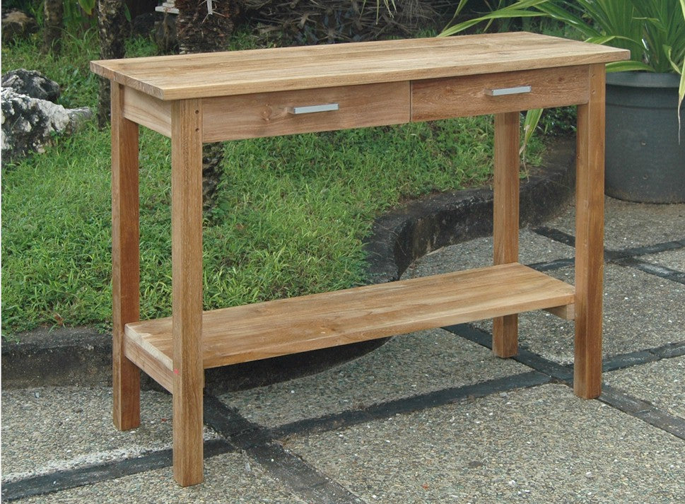 Anderson Teak Atlanta Rectangular Serving Table w/ 2 Drawers and 1 Shelf