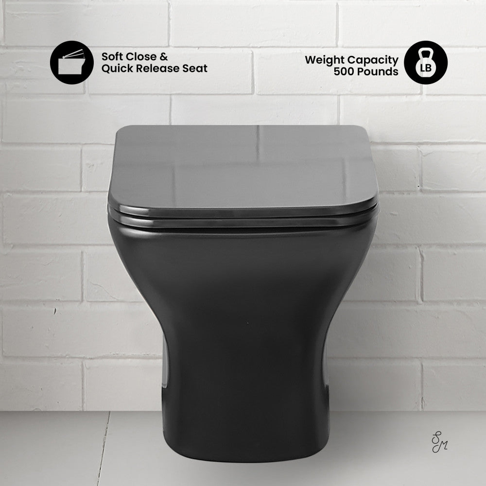 Swiss Madison Carre Wall-Hung Elongated Toilet Bowl in Matte Black