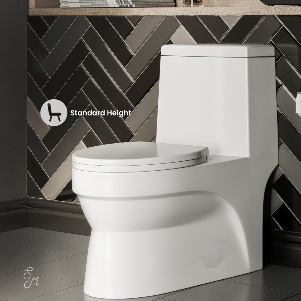 Swiss Madison Virage One-Piece Elongated Left Side Flush Handle Toilet 1.28 gpf