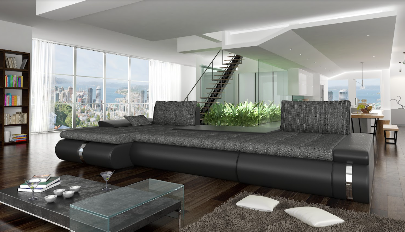 Maxima House Sectional Sofa with FULL XL sleeper and storage FADO LUX