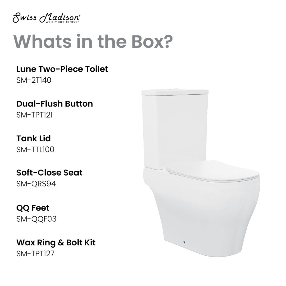 Swiss Madison Lune Two-Piece Elongated Toilet Dual-Flush 1.1/1.6 gpf