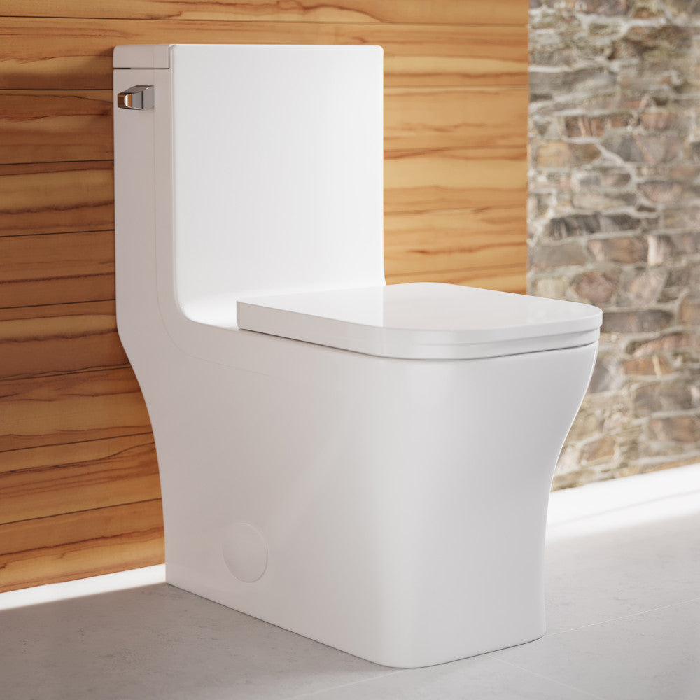 Swiss Madison Concorde One-Piece 14" Rough-in 1.28 GPF Left-Hand Flush Square Toilet in Glossy White