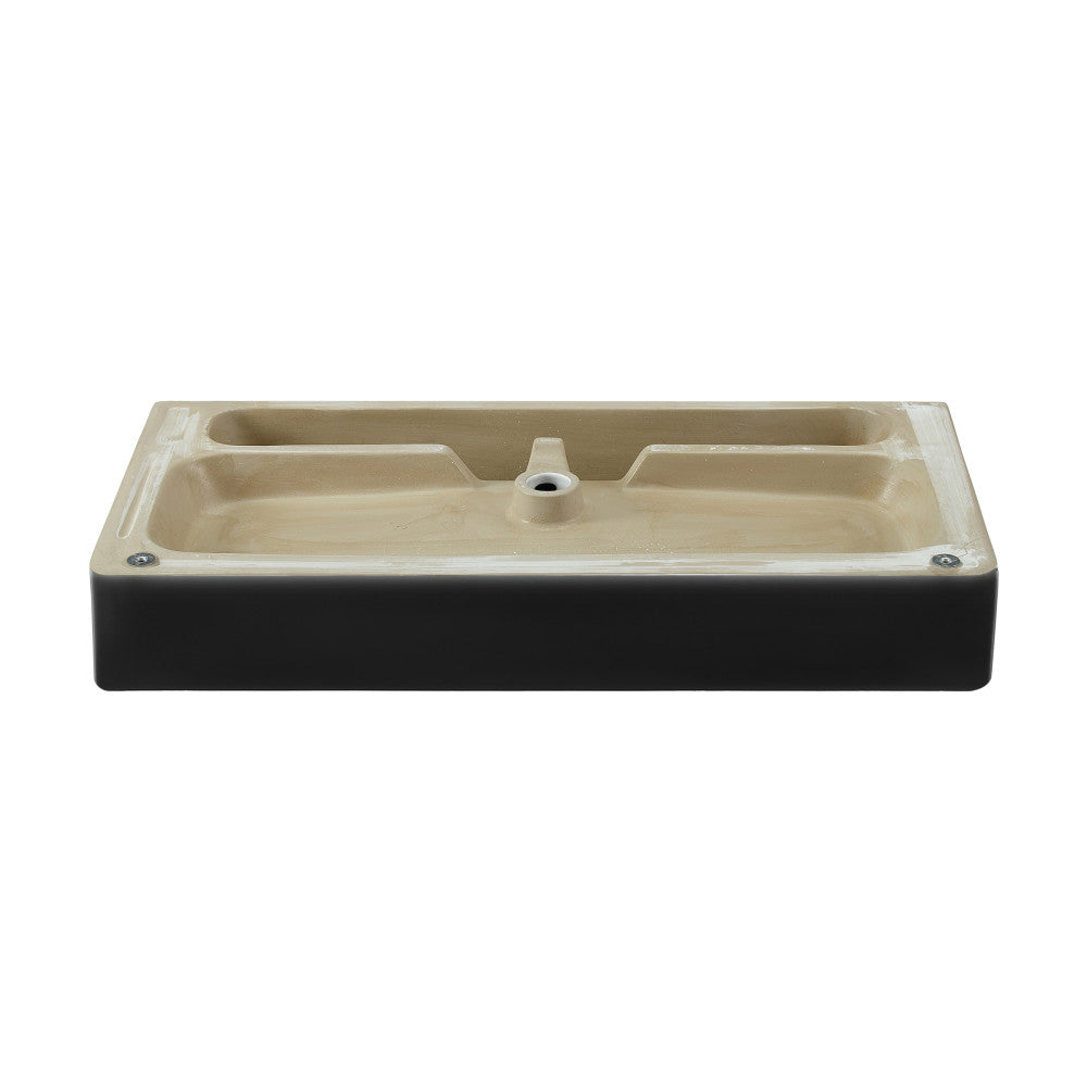 Swiss Madison Carre 36 Ceramic Console Sink Matte Black Basin Matte White Legs