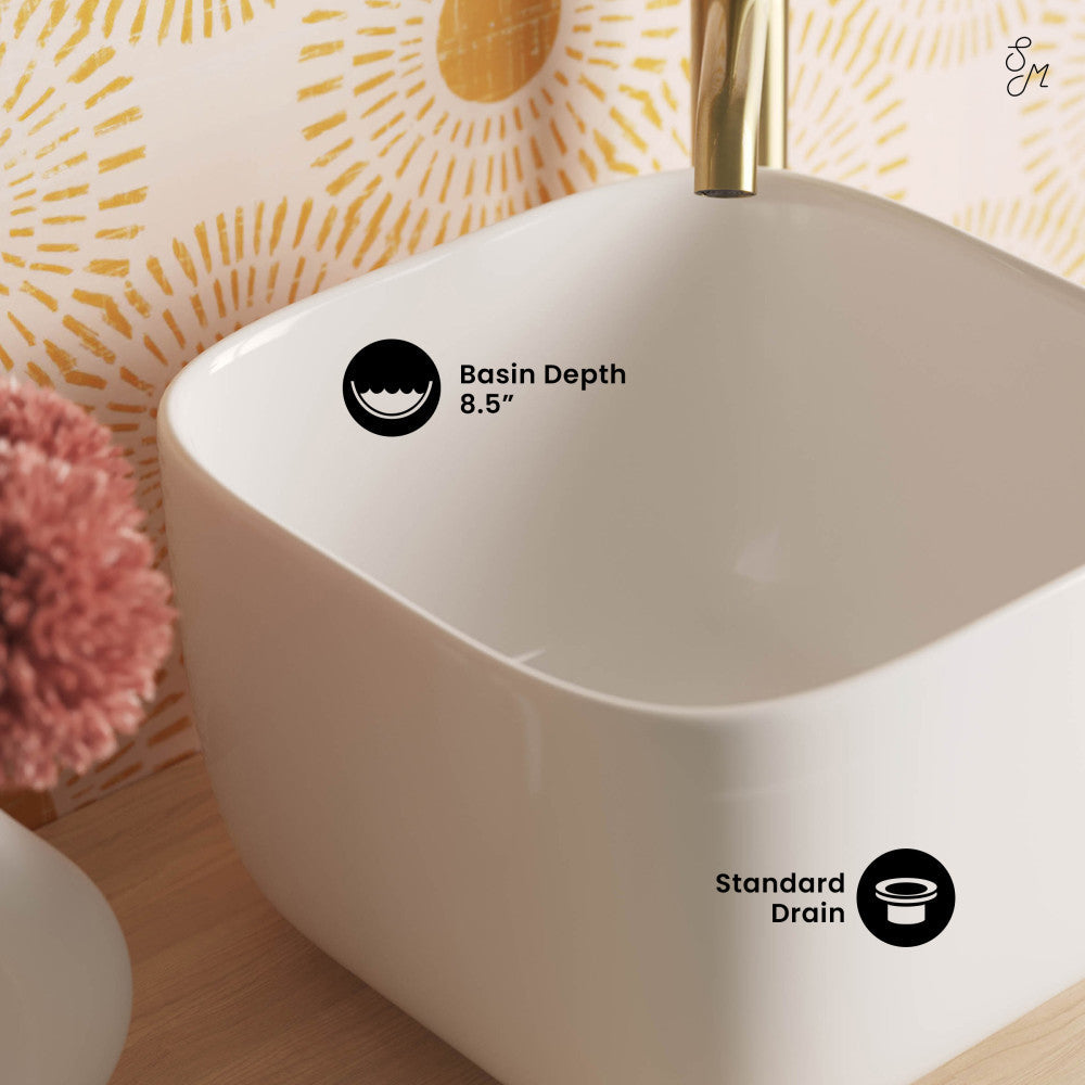 Swiss Madison Carre 14.5" Square Vessel Bathroom Sink