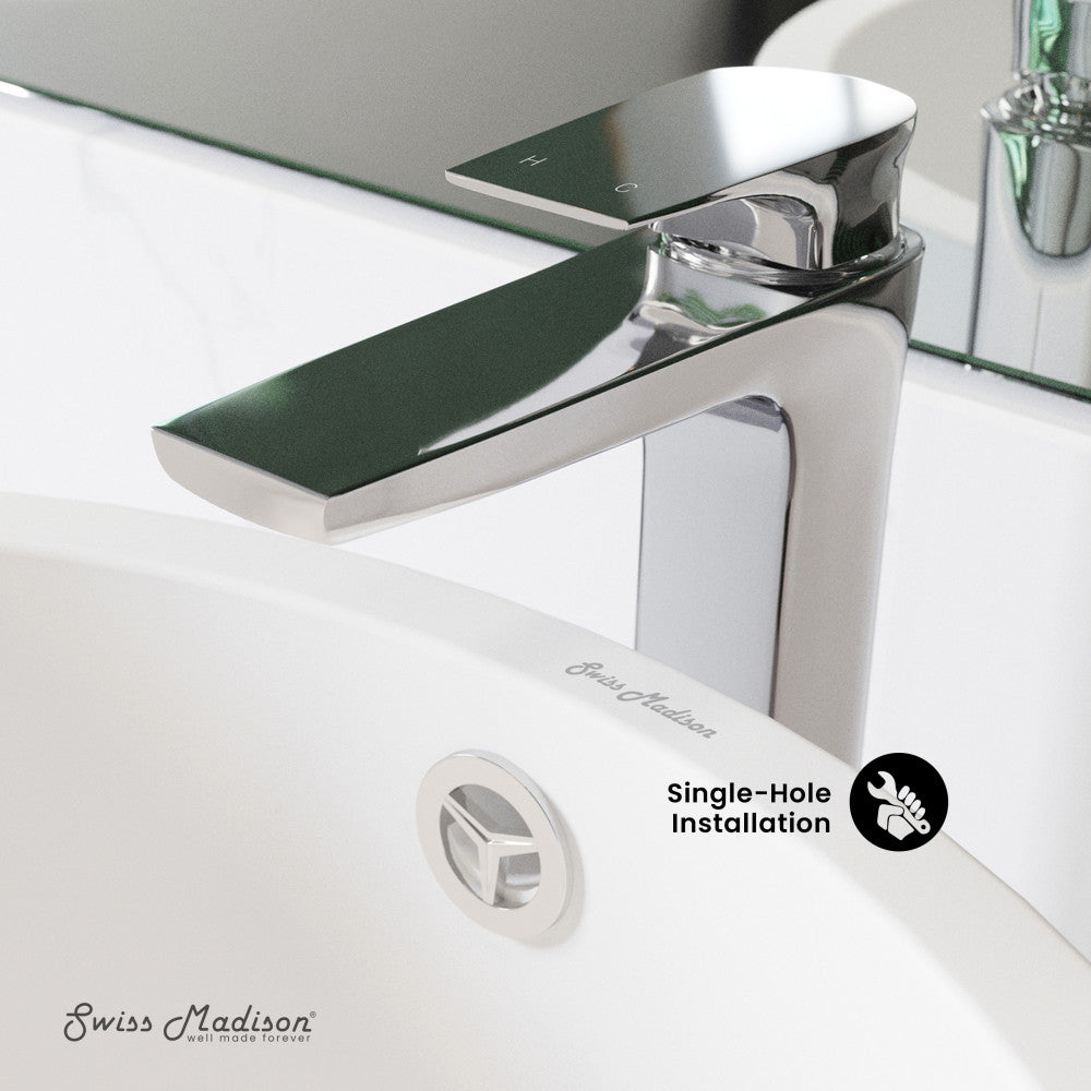 Swiss Madison Monaco Single Hole, Single-Handle, High Arc Bathroom Faucet in Chrome