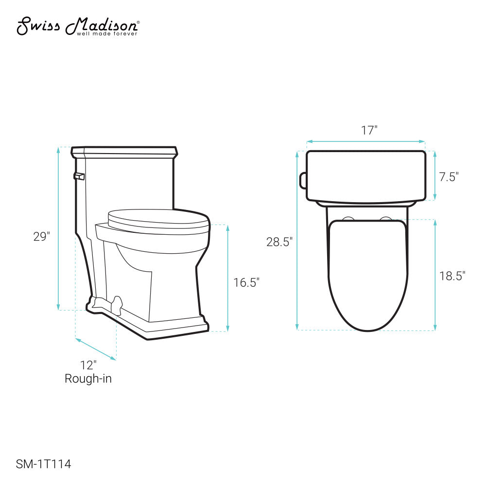 Swiss Madison Voltaire One-Piece Elongated Toilet Side Flush 1.28 gpf