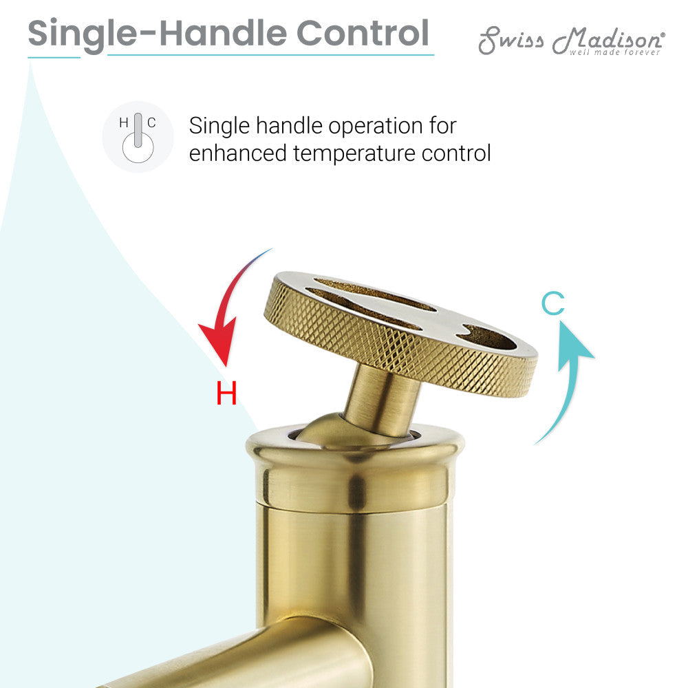 Swiss Madison Avallon Single Hole, Single-Handle Wheel, Bathroom Faucet in Brushed Gold