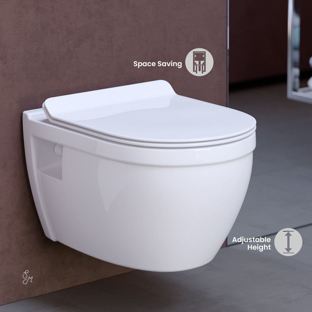 Swiss Madison Swiss Madison Well Made Forever SM-WK450-01C - Ivy Wall Hung Elongated Toilet Bundle, Glossy White