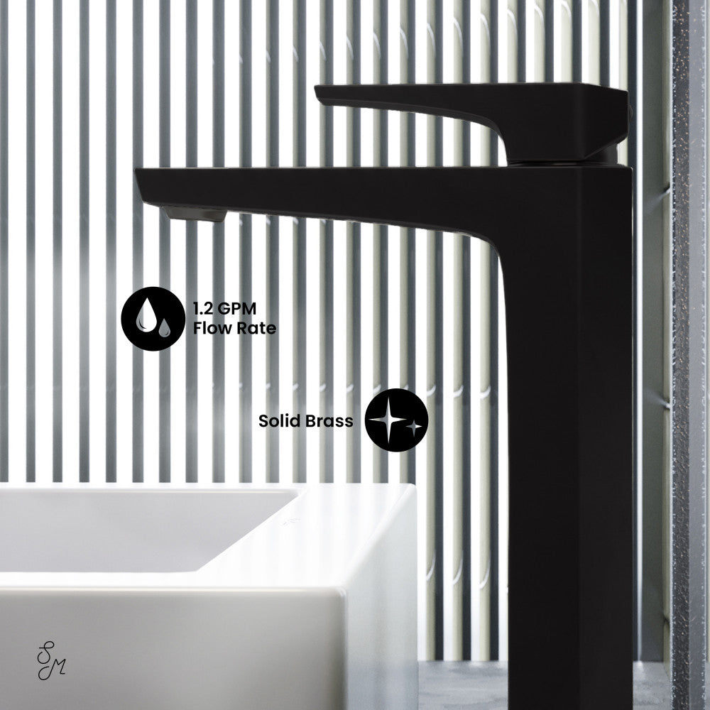 Swiss Madison Voltaire Single Hole, Single-Handle, High Arc Bathroom Faucet in Matte Black