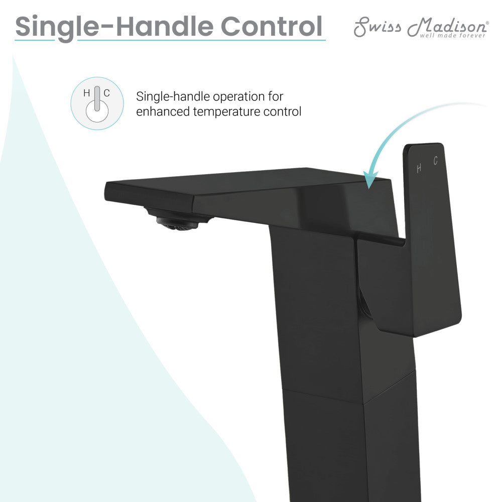 Swiss Madison Carre Single Hole, Single-Handle, High Arc Bathroom Faucet in Matte Black