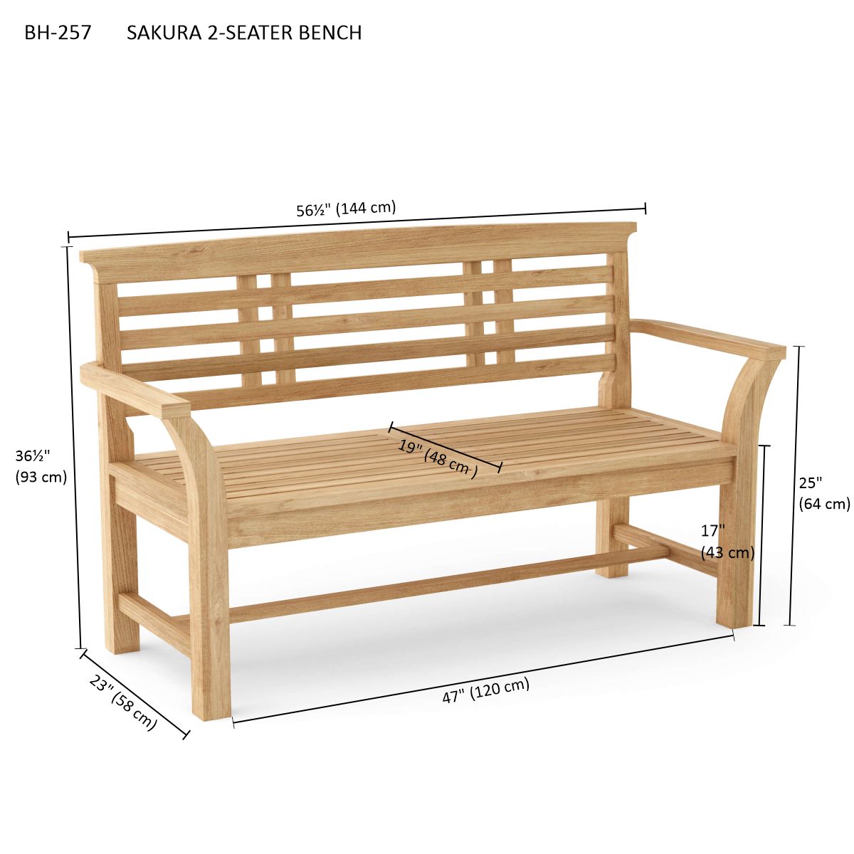 Anderson Teak Sakura 2-seater Bench