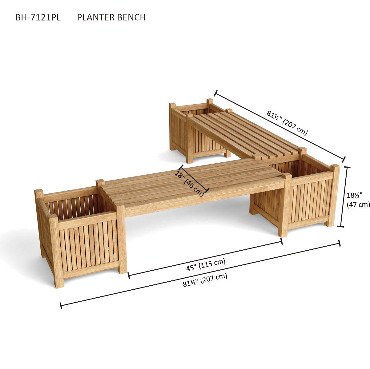 Anderson Teak Planter Bench (2 bench + 3 planter box)