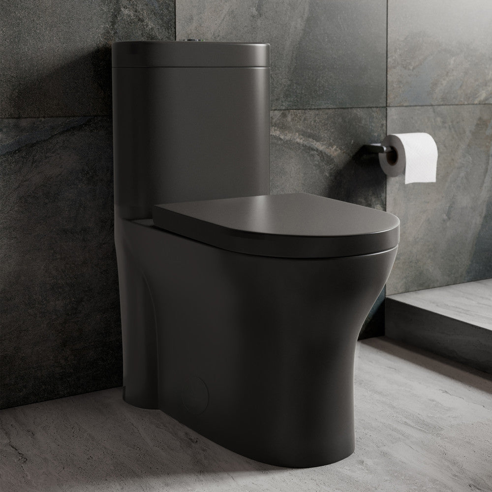 Swiss Madison Monaco One-Piece Elongated Toilet Dual-Flush, Matte Black 1.1/1.6 gpf