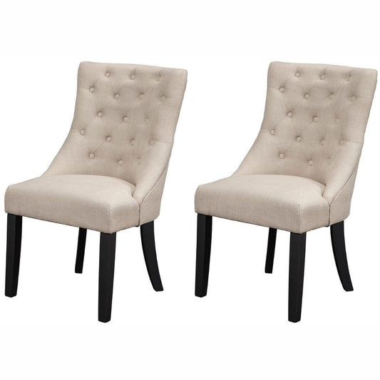 Prairie Dining Chair, Set of 2, Cream Linen Color, Upholstered, Solid Wood, Polyester Fabric, 1568-02, Brand: Alpine Furniture, Size: 21.5inW x 24inD x 37inH, Material: Solid Wood, Polyester Fabric, Color: Cream Linen Color