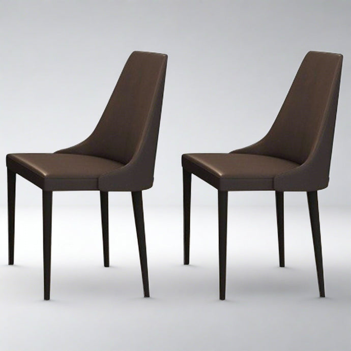 Set of 2 Modern Taupe Chairs, Faux Leather, Metal Legs, 18857-DC