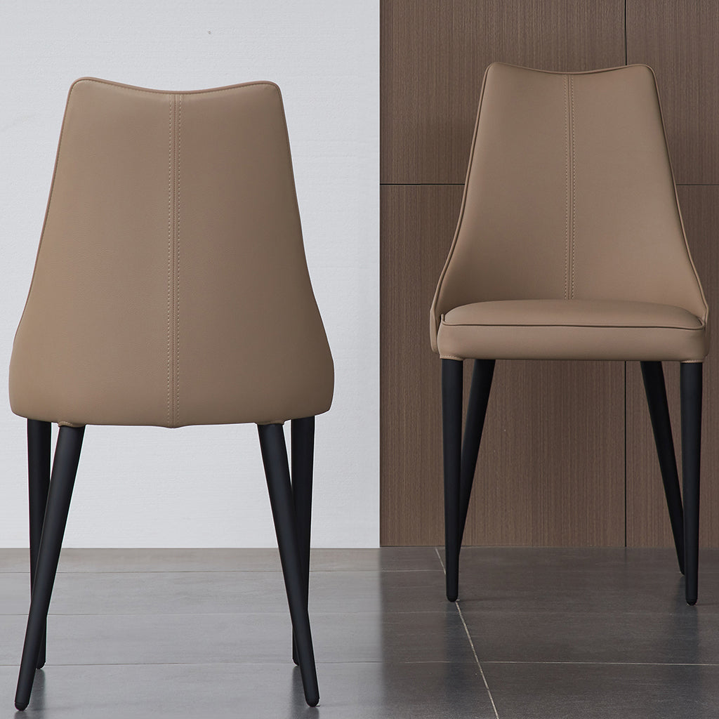 Bosa | Comfortable Soft Dining Chairs, Set of 2, Tan Faux Leather, 18885-DC