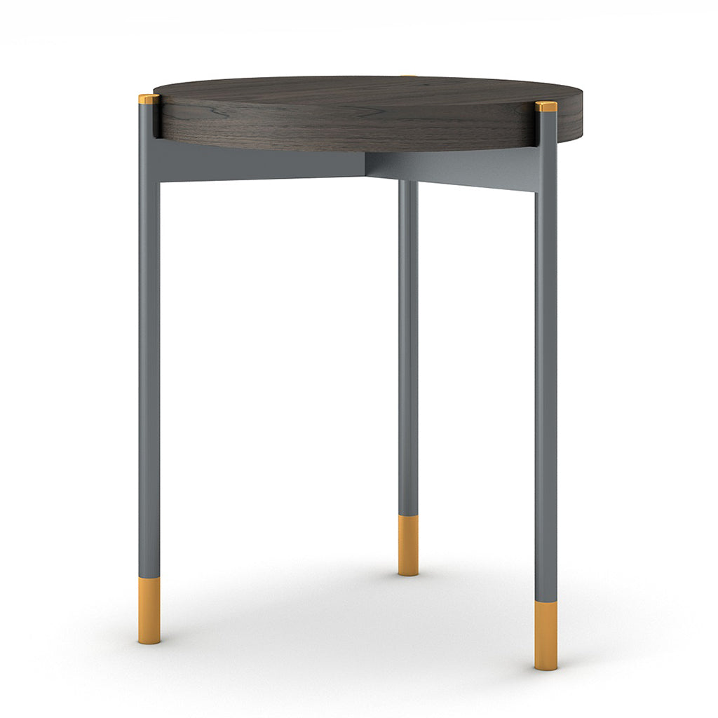 Bosa | 15.3" Modern Gray End Table, Wenge Wood, Metal Legs, 18885-ET