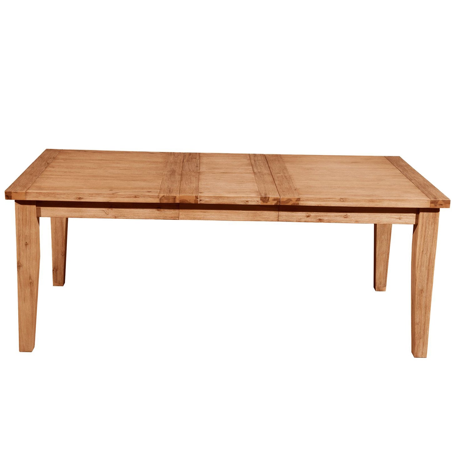 Aspen Antique Extendable Dining Table, 6 Seater Table, Rectangular, Solid Acacia Wood, 8812-01; Brand: Alpine Furniture Size: 60inW x 42inD x 30inH; Extended: 78inW x 42inD x 30inH Weight: 128lb; Shape: Rectangular; Material: Acacia Solids & Acacia Veneer Seating Capacity: Seats 4-6 people; Color: Iron brush antique natural color